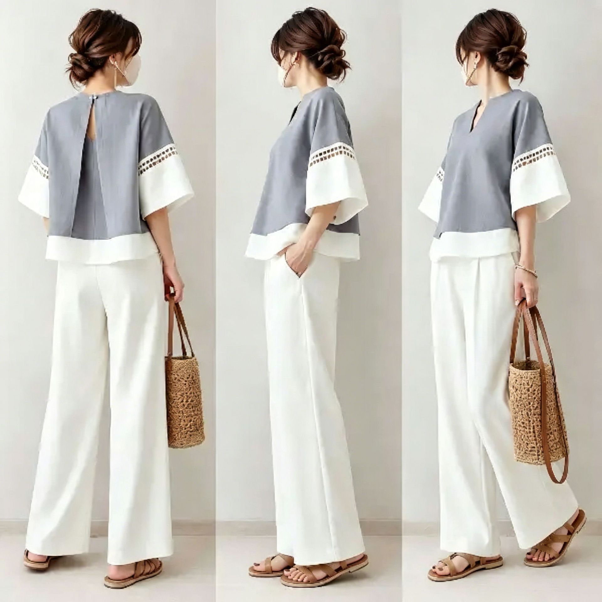 Robe Silk Women - 2026 신상 투피스 세트: V넥 컬러