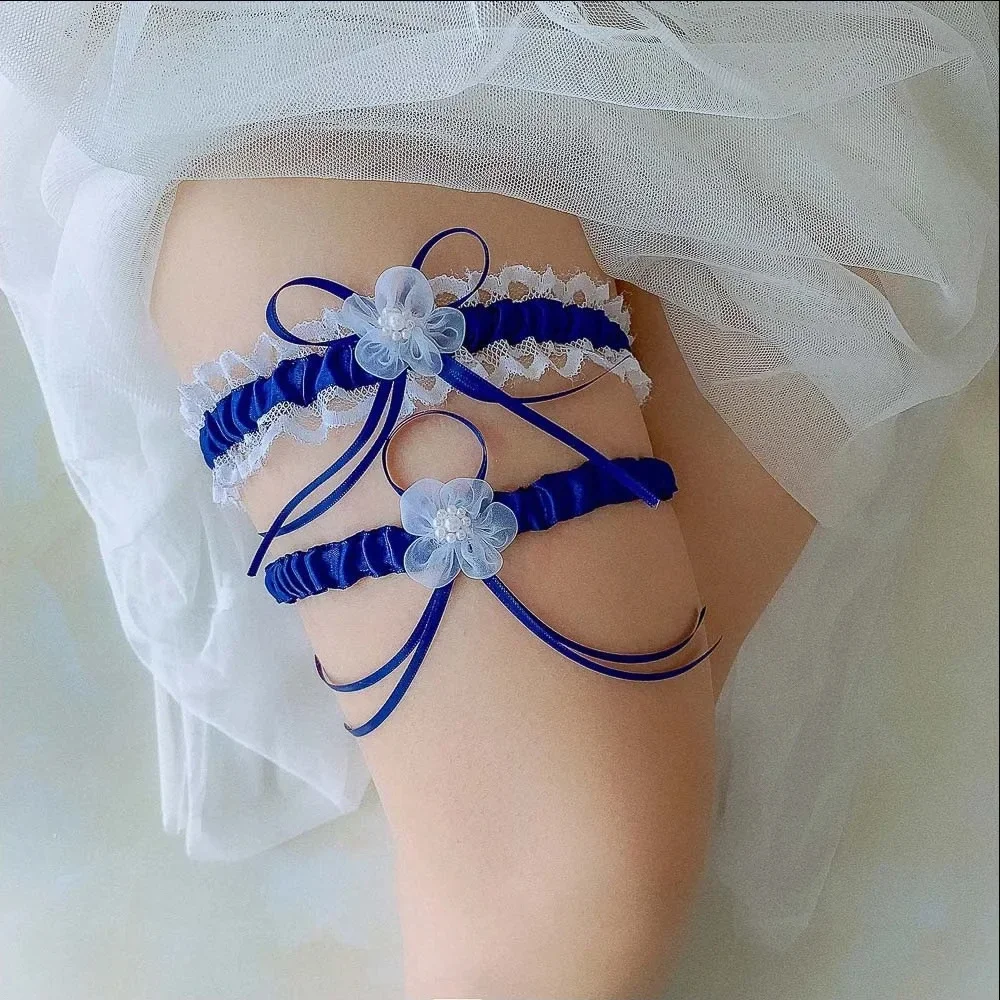 Garter Belt Set - 2개 세트 새틴 리본 웨딩 브라이덜