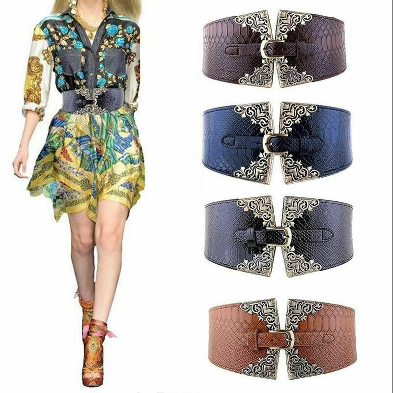 여성 탄성 버클 와이드 벨트 빈티지 토템 인쇄 스트레치 - Corset Waist Cinch 리뷰 및 가격